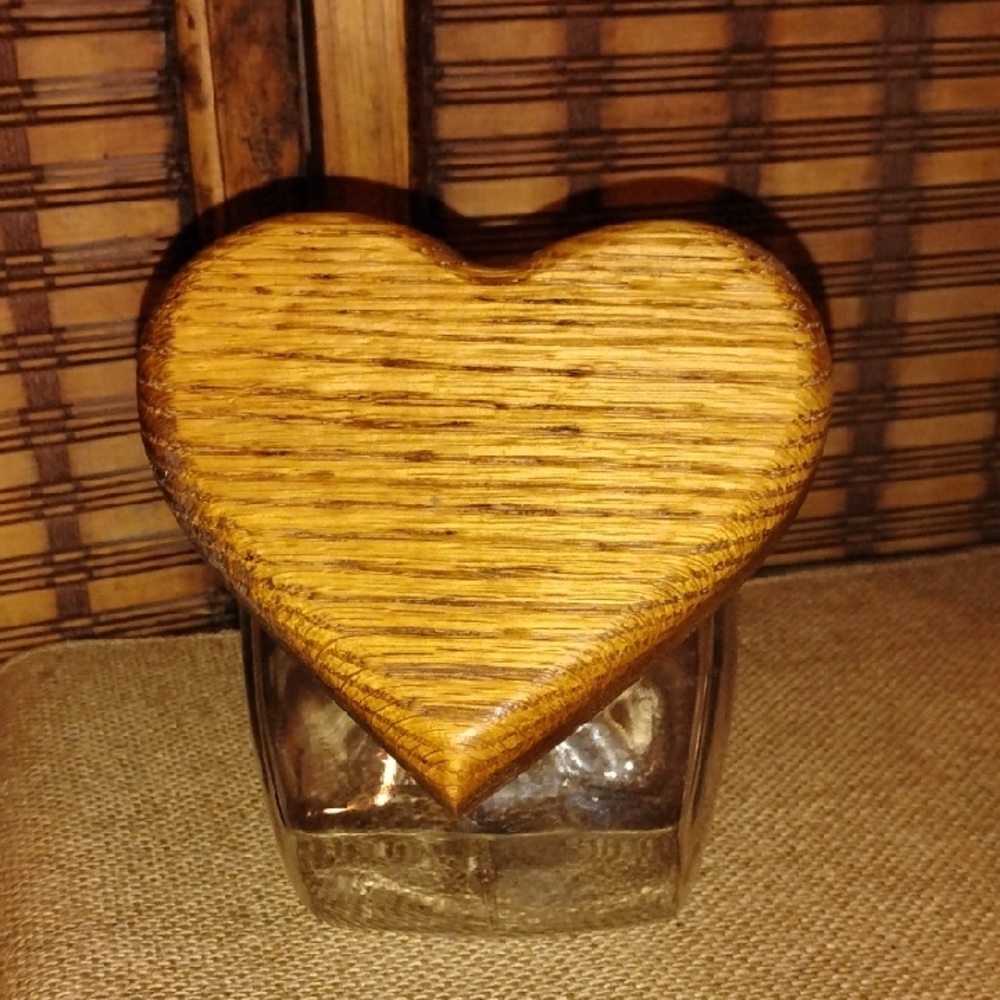 Heart-Shaped Wooden Lid Glass Jar - Cannister Jar Decor Cottagecore